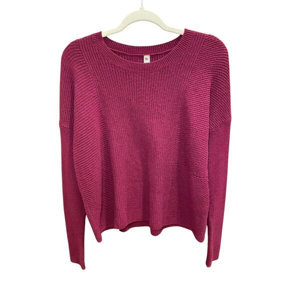 Athleta Women Medium Mulberry Turin Wool Cashmere Sweater Knit Purple Textured - Picture 3 of 12